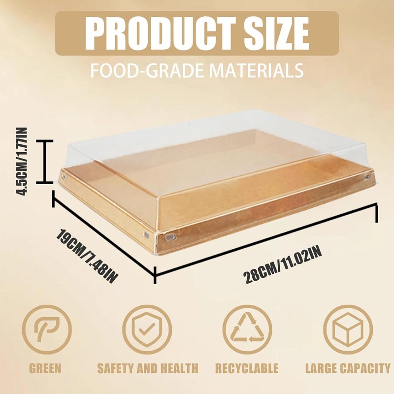 VIVAVENTURE 5 Pack 11" x 7.5" Serving Trays Sets Catering Trays with Lids, Paper Charcuterie Boxes with Clear Lids, Party Platters Take Out Food Containers for Snacks Fruit Cookies Dessert Sandwiches - Image 4